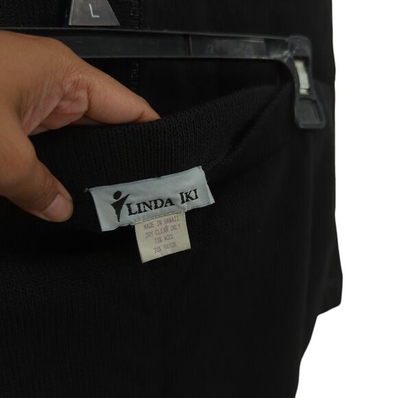 Linda Iki Women S Suit Set Black Knit Blazer Jacket Skirt Shimmer Hawaiian VTG - Picture 8 of 9